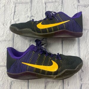 Kobe 11 Elite Low Los Angeles Lakers Black/Gold/Purple Fly Knit Men’s Sz 11